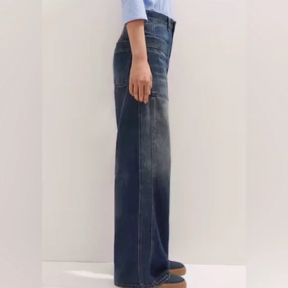 Me+Em Cotton Patch Pocket Utility Jean Baggy Straight Jean Inseam 30'' Sz 31 - Picture 4 of 14